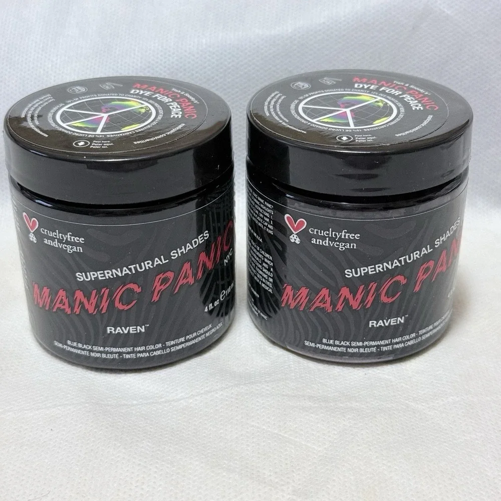 Lot Of 2 Manic‎ Panic Raven Vegan Semi Permanent Hair Dye Color 4 Oz